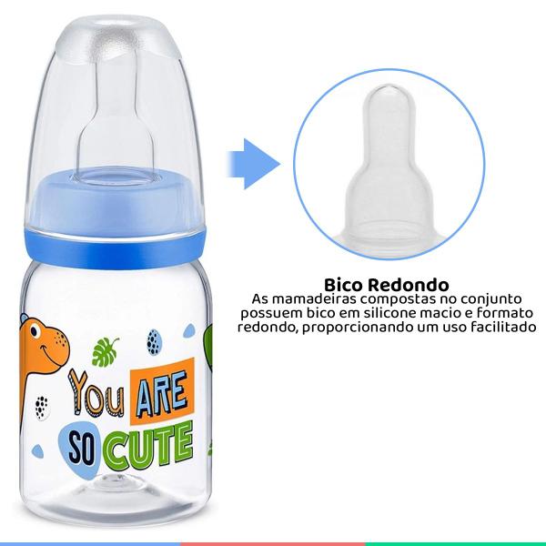 Imagem de Kit 3 Mamadeiras De Bebê Bico Redondo 50ml 120ml 300ml Tampa Antivazamento Evolution Magia Lillo