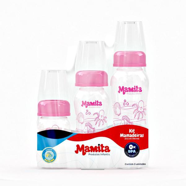 Imagem de Kit 3 Mamadeiras Mamita 80Ml - 150Ml - 240Ml