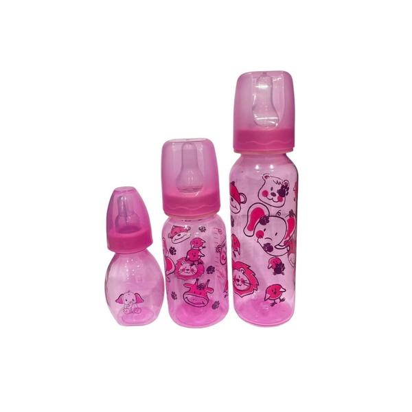 Imagem de Kit 3 Mamadeiras Para Bebê Bico Redondo 60ml 140ml 240ml Anplas