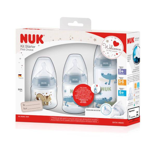 Imagem de Kit 3 Mamadeiras Starter Azul 90/150/300ml First Choice - NUK