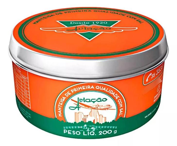 Kit 3 Manteiga Com Sal Aviação Lata 200g Imagem de Kit 3 Manteiga Com Sal Aviação Lata 200g