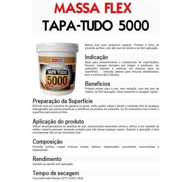 Imagem de Kit 3 Massa Super Flex Tapa Tudo Furos Trincas 5000 Pote 340g