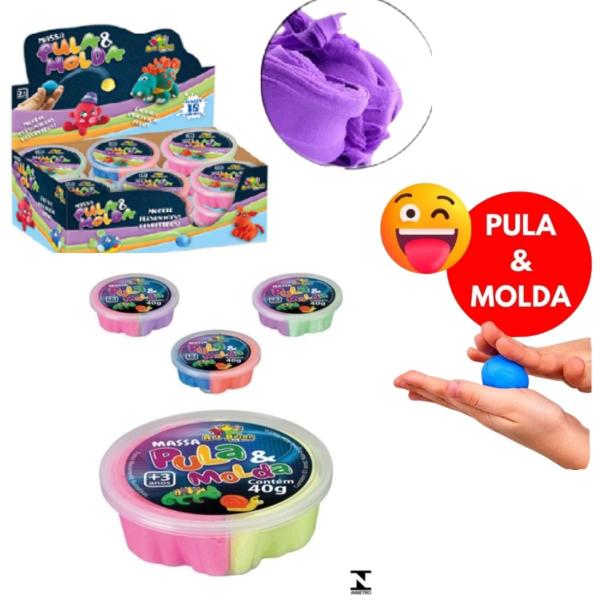 Imagem de Kit 3 Massinha Pula e Molda 40g + Diversão Incrível + 3 Surpresas Zoo