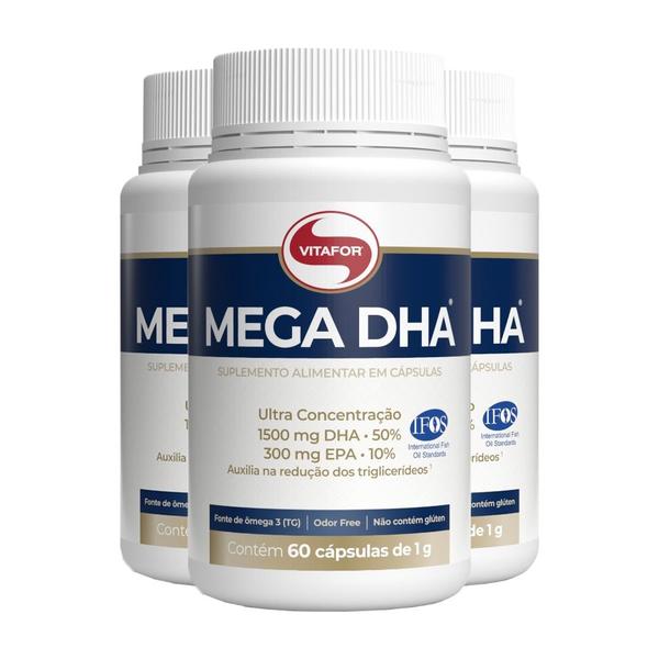 Imagem de Kit 3 Mega DHA 1500mg Vitafor 60 cápsulas