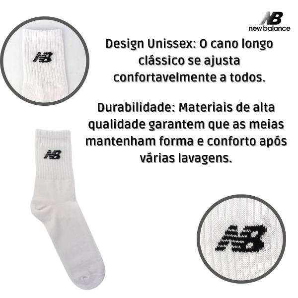 Imagem de Kit 3 Meias New Balance Cano Longo 39 42 1.NB32A.013.000001