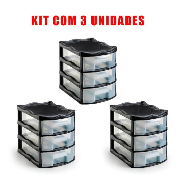 Imagem de Kit 3 Mini Gaveteiro Organizador Porta Treco Porta Jóias