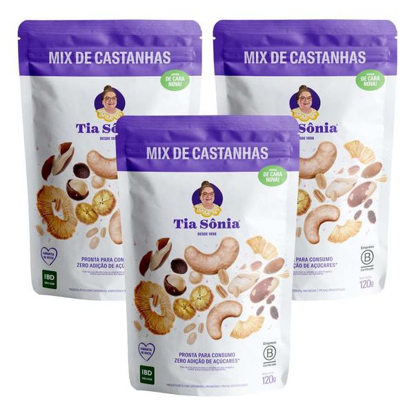 Imagem de Kit 3 Mix Castanhas Caju Pará Macadâmia Amêndoa 120g cada