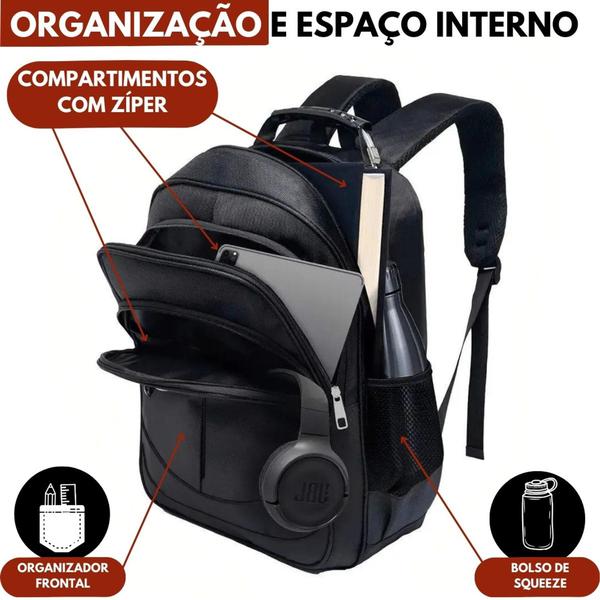 Imagem de Kit 3 Mochilas Bolsa Escolar Reforçada Notebook Resistente Trabalho Faculdade Coreana Prática