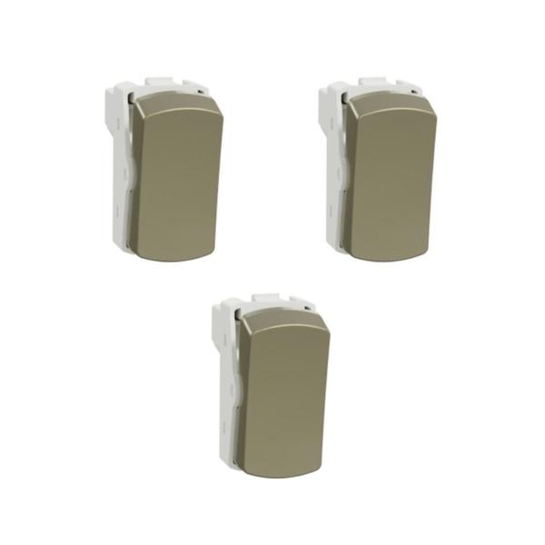 Kit 3 Modulo Interruptor Simples Miluz Dourado Schn S3B72013 - Schneider Imagem de Kit 3 Modulo Interruptor Simples Miluz Dourado Schn S3B72013