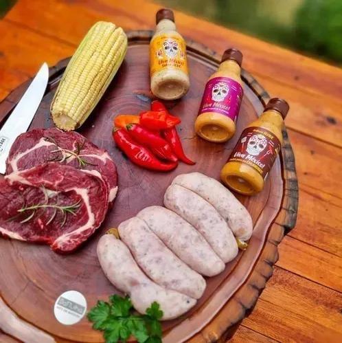 Kit 3 Molho Pimenta Gourmet Artesanal Temperos Tradicional Alho Churrasco Viva México 210 ml cada Imagem de Kit 3 Molho Pimenta Gourmet Artesanal Temperos Tradicional Alho Churrasco Viva México 210 ml cada