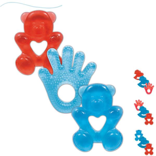 Imagem de Kit 3 mordedores buba infantil bebe com agua resfriavel gelado textura macia