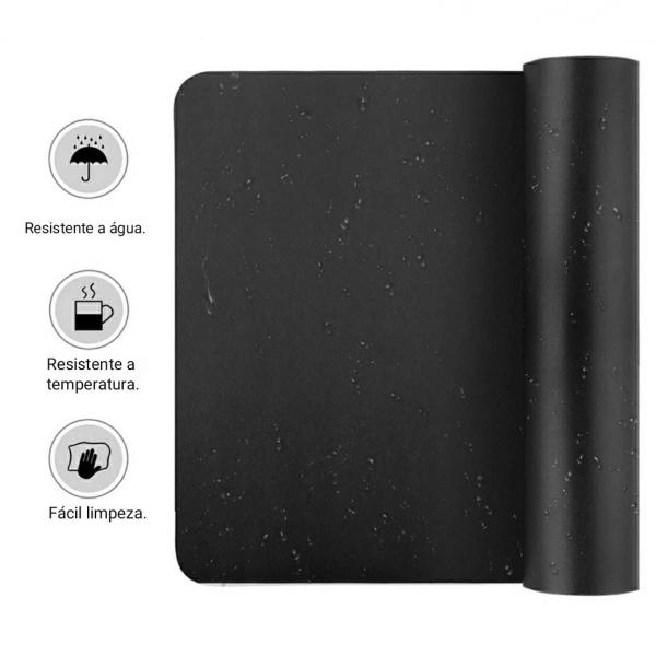 Imagem de Kit 3 Mouse Pad 100x48 Extra Grande Preto Sintetico Premium Slim Antiderrapante Impermeavel  