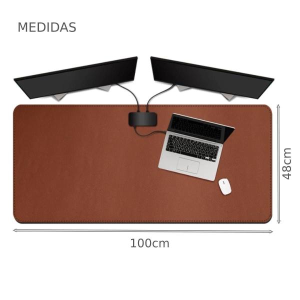 Imagem de Kit 3 Mouse Pad Grande 100x48cm Gamer home Office Escritorio Sintético Antiderrapante Marrom Castor