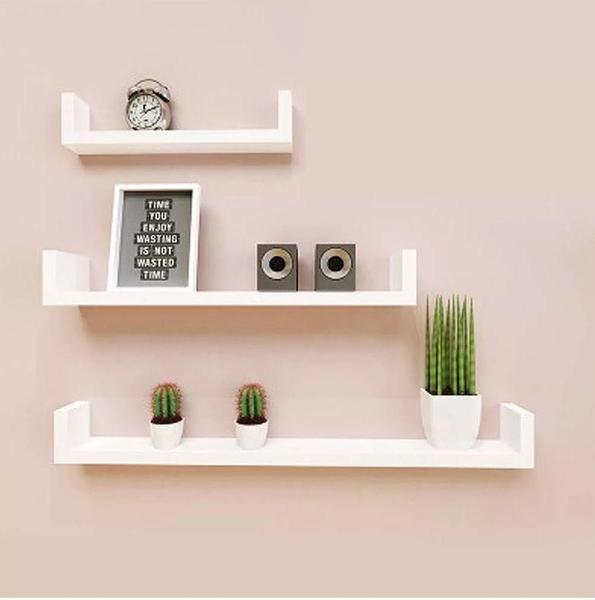 Imagem de Kit 3 Nicho Prateleira U 20/30/40 Branco Mdf Decorativo