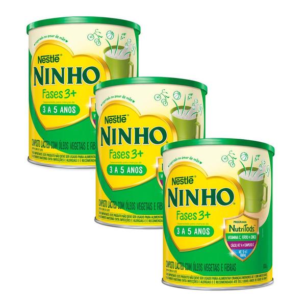 Kit 3 Ninho 3+ Fases Composto Lácteo 800g Imagem de Kit 3 Ninho 3+ Fases Composto Lácteo 800g