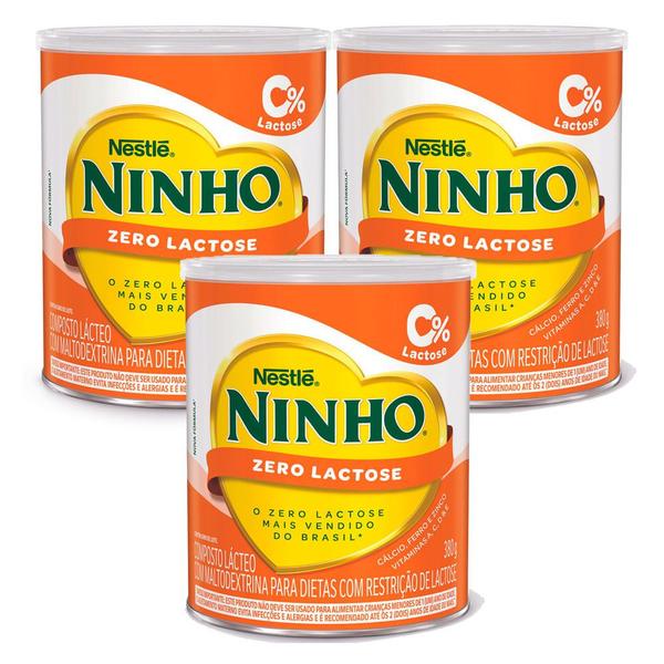 Kit 3 Ninho Zero Lactose Forti+ Lata 380g Imagem de Kit 3 Ninho Zero Lactose Forti+ Lata 380g