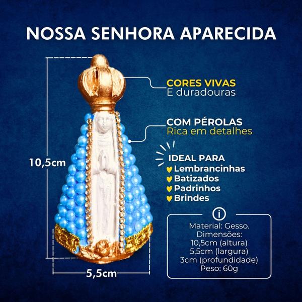 Imagem de Kit 3 Nossa Senhora Aparecida Delicada Pérola 10cm Lembrança