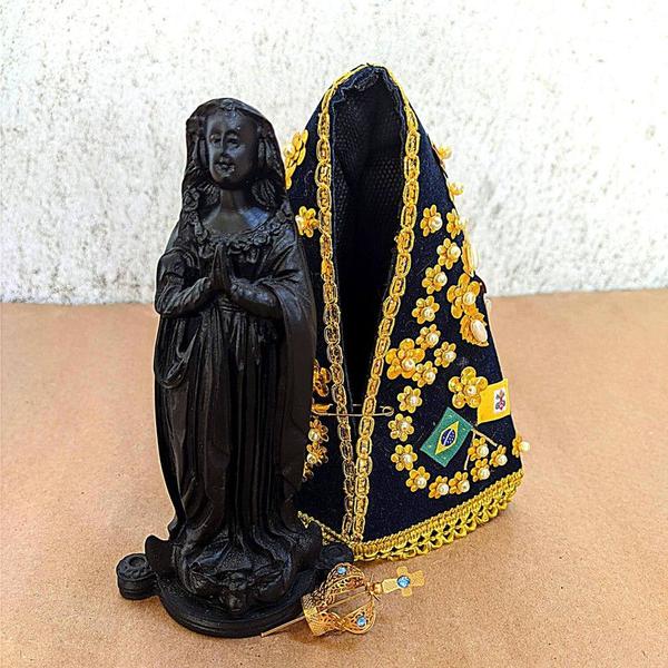 Imagem de Kit 3 Nossa Senhora Aparecida Resina Completa 19cm Atacado