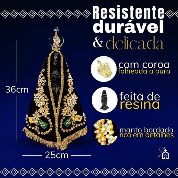 Imagem de Kit 3 Nossa Senhora Aparecida Resina Completa 36cm Atacado