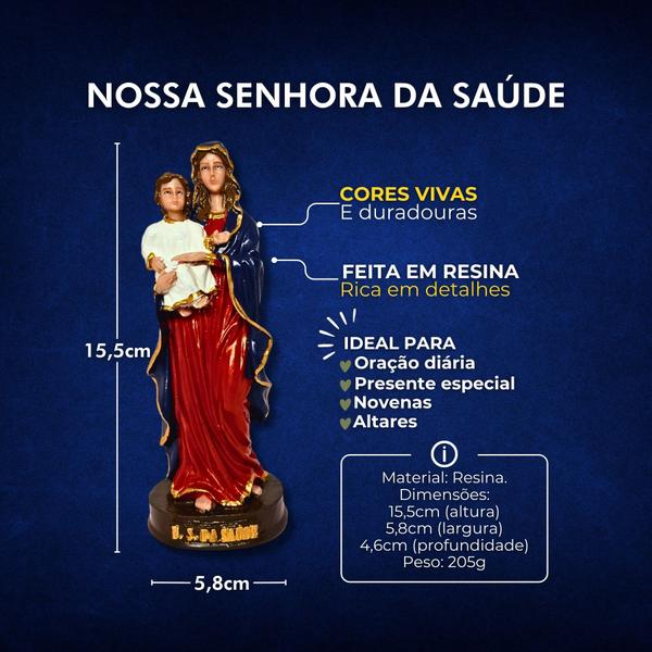 Imagem de Kit 3 Nossa Senhora Da Saúde Resina 15cm Atacado Revenda