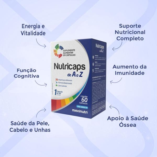 Imagem de Kit 3 Nutricaps A a Z Polivitaminico 60 Capsulas Maxinutri