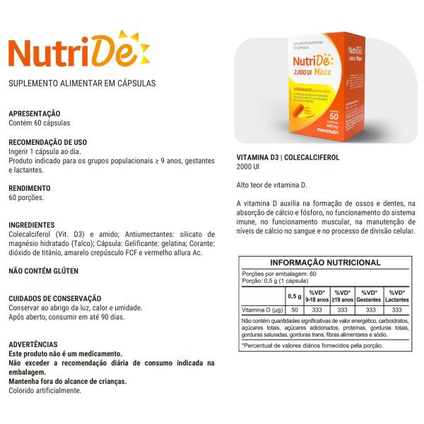 Imagem de Kit 3 NutriDe Vitamina D 2.000 UI 60 Capsulas Maxinutri