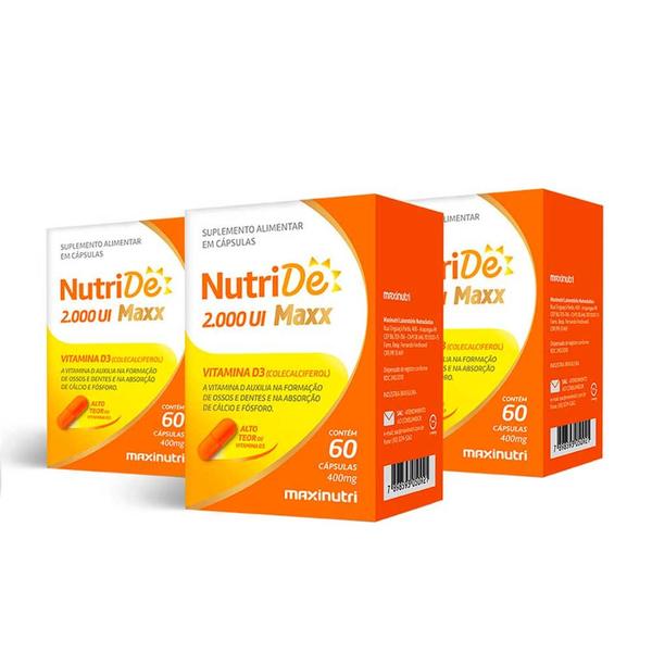 Imagem de Kit 3 Nutride Vitamina D 2000 Ui Cálcio E Fósforo 60 Caps