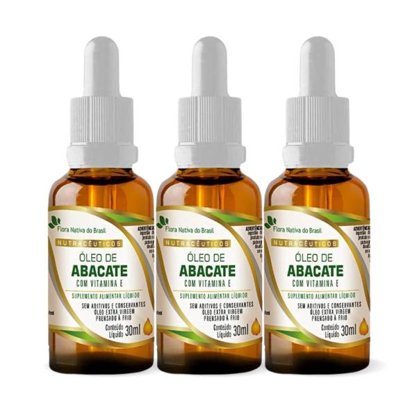 Kit 3 Óleo de Abacate com Vitamina E Gotas 30ml Flora Nativa Imagem de Kit 3 Óleo de Abacate com Vitamina E Gotas 30ml Flora Nativa