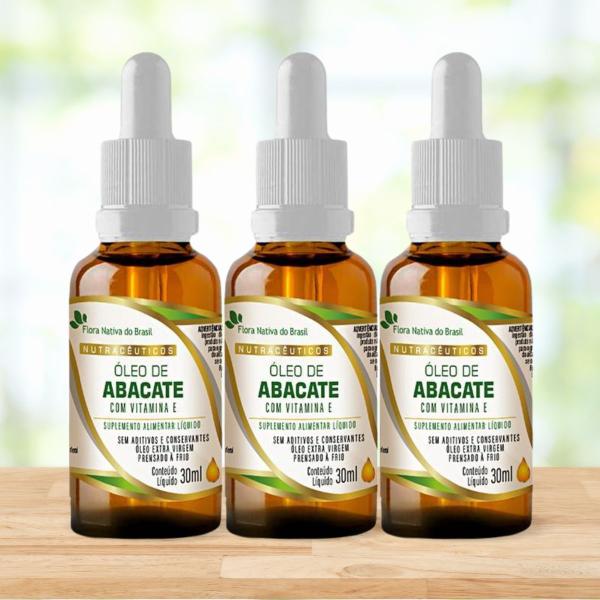 Kit 3 Óleo de Abacate com Vitamina E Gotas 30ml Flora Nativa Imagem de Kit 3 Óleo de Abacate com Vitamina E Gotas 30ml Flora Nativa