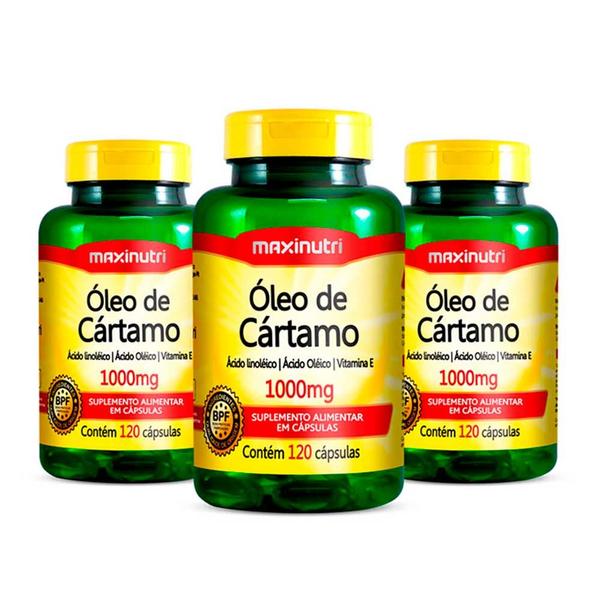 Imagem de Kit 3 Oleo De Cartamo 1000Mg Com 120 Capsulas Maxinutri