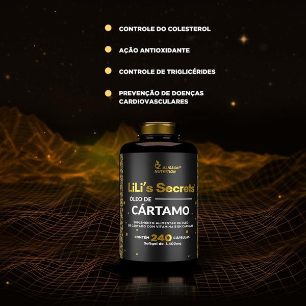 Imagem de Kit 3 Óleo De Cártamo 240 cápsulas liquidas softgels Lilis Secrets