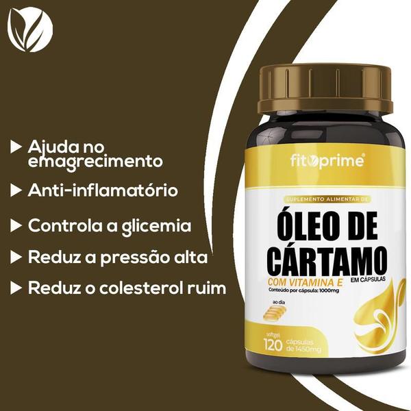 Kit 3 Óleo de Cártamo Com Vitamina E 120 Cápsulas 1000mg Fitoprime Imagem de Kit 3 Óleo de Cártamo Com Vitamina E 120 Cápsulas 1000mg Fitoprime