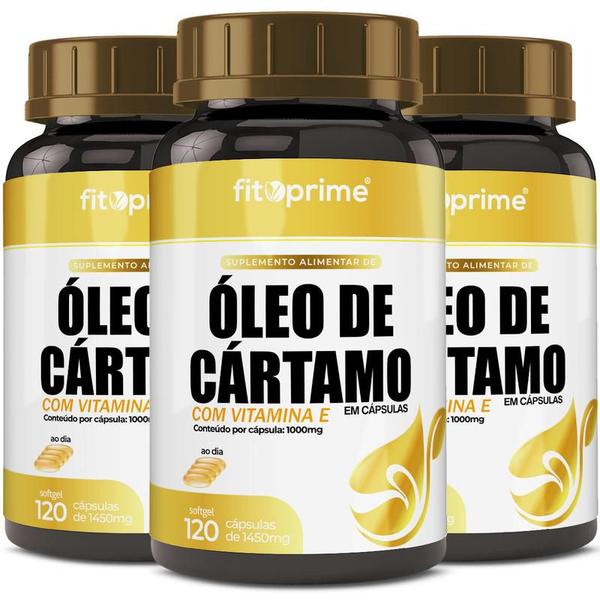 Kit 3 Óleo de Cártamo Com Vitamina E 120 Cápsulas 1000mg Fitoprime Imagem de Kit 3 Óleo de Cártamo Com Vitamina E 120 Cápsulas 1000mg Fitoprime
