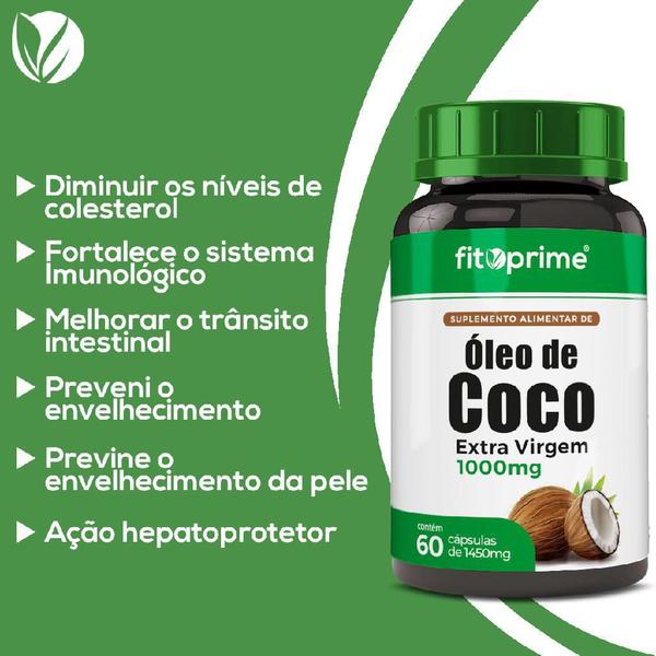Kit 3 Óleo de Coco Extra Virgem 1000mg 60 Cápsulas Fitoprime Imagem de Kit 3 Óleo de Coco Extra Virgem 1000mg 60 Cápsulas Fitoprime