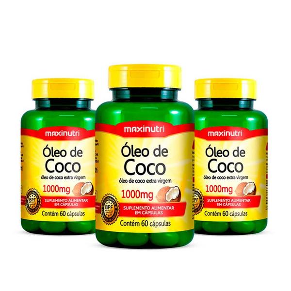 Imagem de Kit 3 Óleo de Coco Extra Virgem 60 Capsulas 1000mg Maxinutri