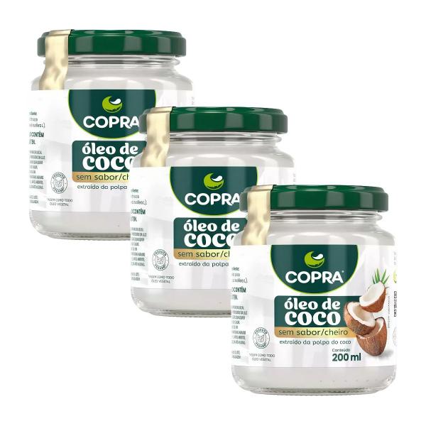 Imagem de Kit 3 Óleo De Coco Sem Sabor 200ml Copra