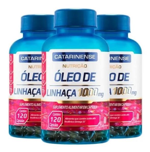 Imagem de Kit 3 Óleo de linhaça Catarinense nutrição 1000mg 120 Cápsulas