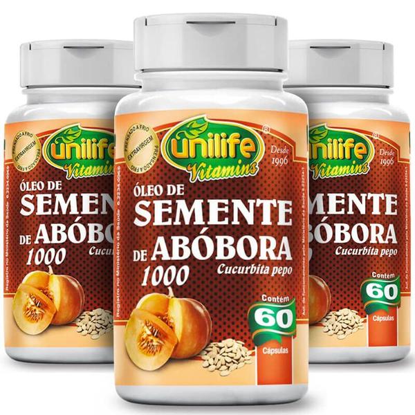 Imagem de KIT 3 ÓLEO DE SEMENTE DE ABÓBORA 60 Cápsulas 1000mg UNILIFE