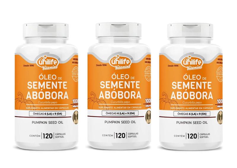 Imagem de Kit 3 Óleo De Semente de Abóbora - Unilife - 120 capsulas