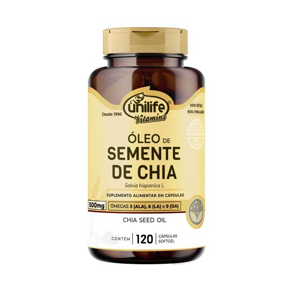 Kit 3 Óleo de Semente de Chia Unilife 120 Cápsulas Imagem de Kit 3 Óleo de Semente de Chia Unilife 120 Cápsulas