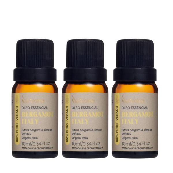 Imagem de Kit 3 Óleo Essencial Bergamota 10ml Via Aroma - Citrus Bergamia