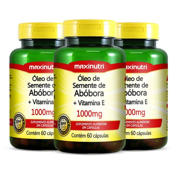 Imagem de Kit 3 Óleo Semente de Abóbora + Vitamina E 60 Cáps Maxinutri