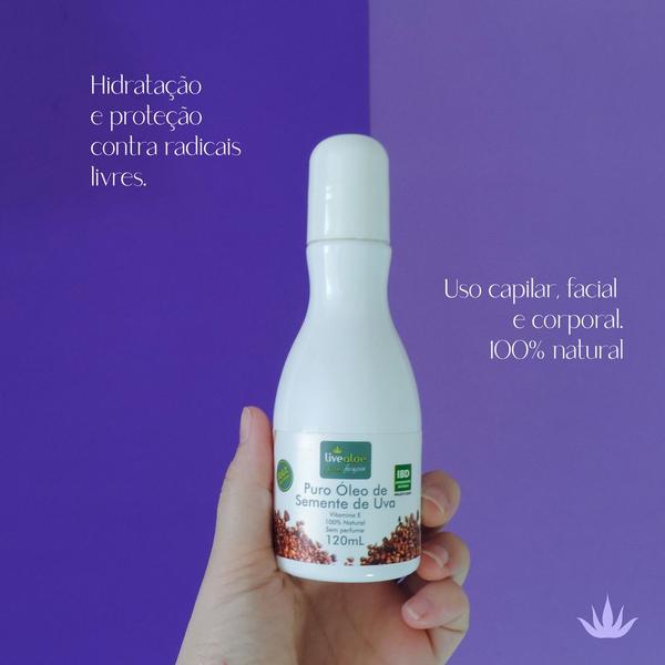 Imagem de Kit 3 Óleo Vegetal Semente de Uva Livealoe - 120ml 