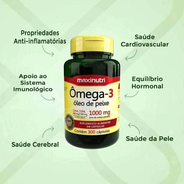 Imagem de Kit 3 Ômega 3 Óleo de Peixe 300 Cápsulas 1000mg Maxinutri