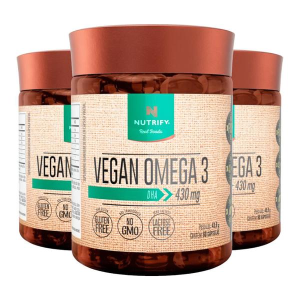 Imagem de Kit 3 Ômega 3 Vegano DHA Nutrify 60 Cápsulas