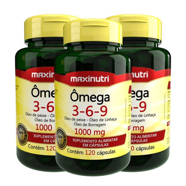 Imagem de Kit 3 Ômega Triplo 3-6-9 1000mg 120 Capsulas Maxinutri