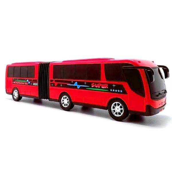 Imagem de Kit 3 Ônibus Grande Brinquedo Sanfonado Miniatura Articulado