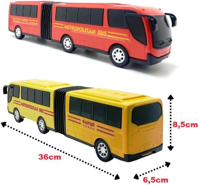 Imagem de Kit 3 Ônibus Grande Brinquedo Sanfonado Miniatura Articulado