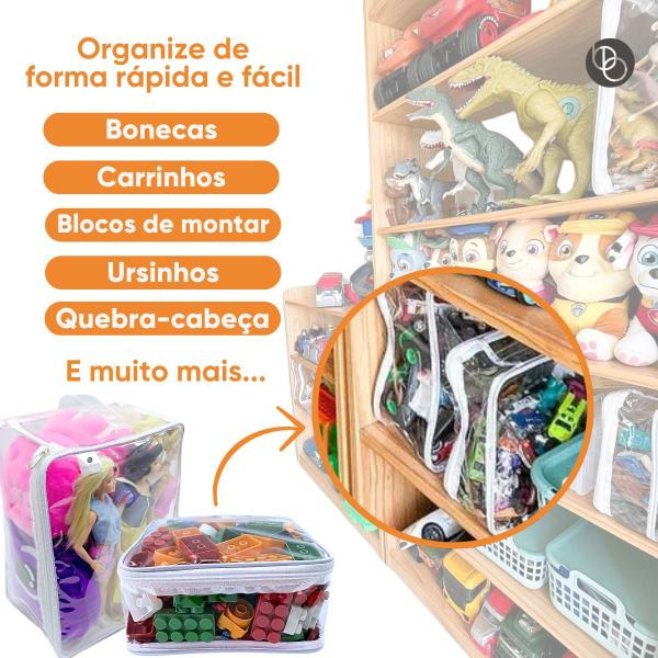 Imagem de Kit 3 Organizador de brinquedo Educacional Praia Viagem Férias Multiuso Roupas Bagagem Frasqueira Organizador Infantil