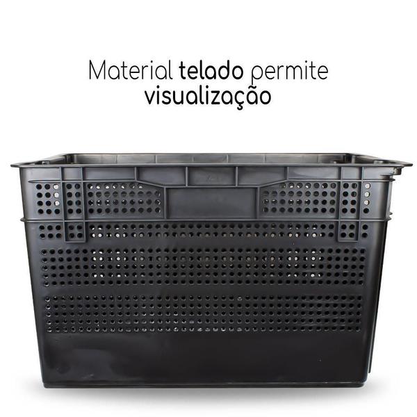 Imagem de Kit 3 Organizador Multiuso Telada E Empilhável Reforçada 60L